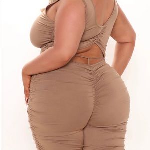 Ruched Rebel Sleeveless Jumpsuit - Nude